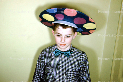 Boy with funny hat, 1953, 1950s