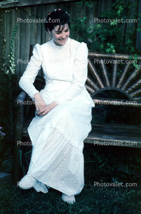 Woman, White Dress, sitting