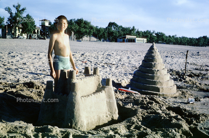 Boy, Male, Castle, Beach, Sandy, Sand, October 1965, 1960s