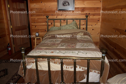 Bed, Blankets, Wooden Walls, The Cabin, Two-Rock, Sonoma County