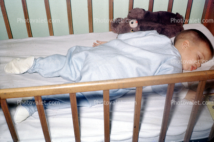 Sleeping Boy, Crib, Sleeping, Blanket, Socks