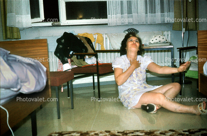 Sitting, Floor, Nightie, 1950s