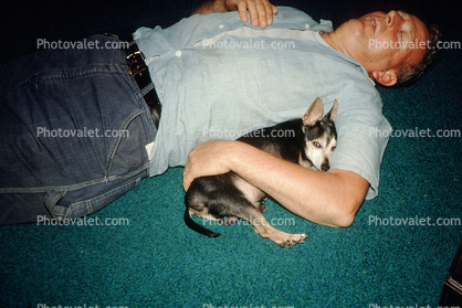 Man Sleeping with a Dog, Chihuahua, July 1968, 1960s