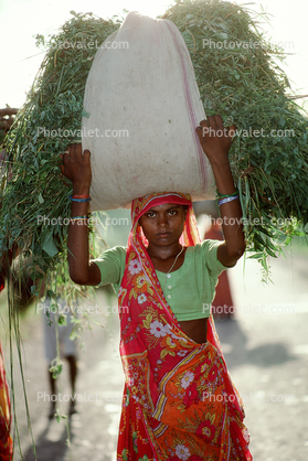 Girl Carrying a bushel