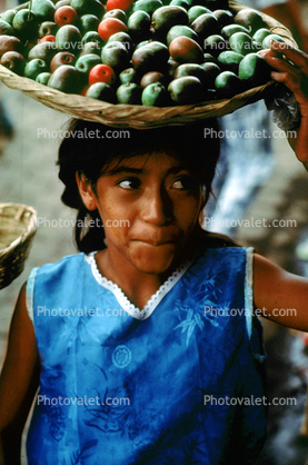 Girl Carries Fruit in a Basket, Child-Labor, girl