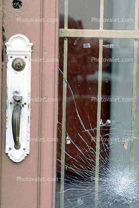 Lock, Handle, shattered glass