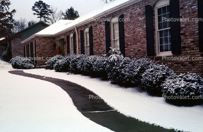 Home House, Path, Ice, Snow, Cold, Brick