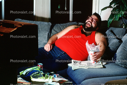 man, male, watching tv, funny, laugh, laughing, Masculine, Person, Adult, couch potato, San Francisco, California