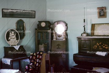 Piano, clock, furniture, cabinet, 1940s