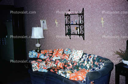 Sofa full of presents, wallpaper, couch, 1940s