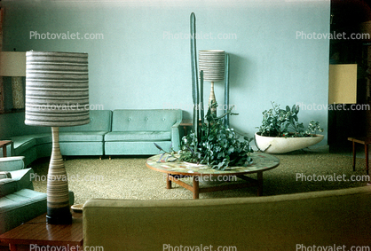 lamps, table, interior, sofa, lampshade, moderne, 1960s