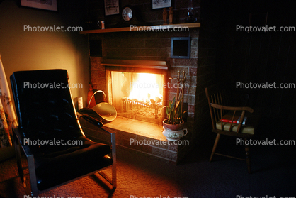 Fireplace, Chair, Warm, Cozy