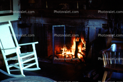 fireplace, rocking chair