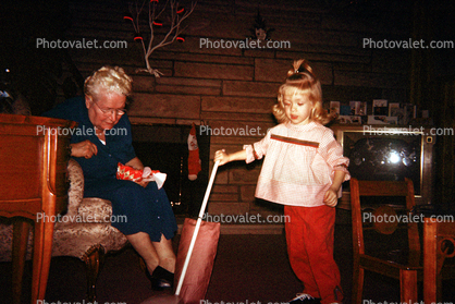 Vacuum Cleaner, girl, grandma, grandmother