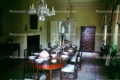 Dining Room Table Settings, Chandelier, Chairs, May 1969