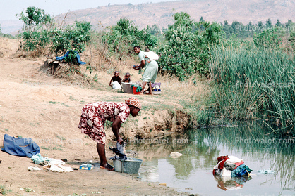 Washing Clothes along the River, Zimbabwe