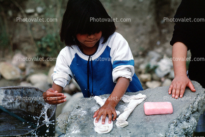 Little Girl, Washing, Soap