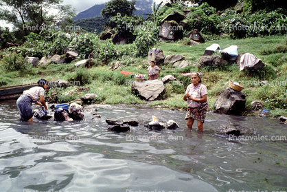 Women Washing Clothes, River, pollution