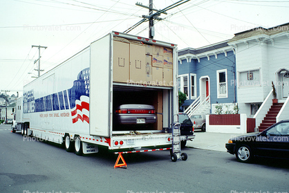 Moving Van, Semi-trailer truck, boxes, box, hand cart, Semi