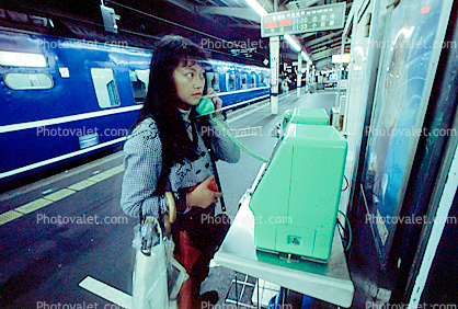 Woman, Public Phone, Train