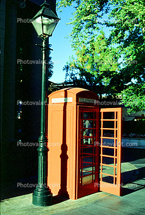 Public Phone, Booth, Lamp, Door