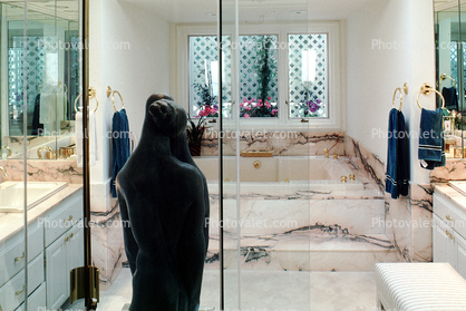 bathtub, mirror, marble