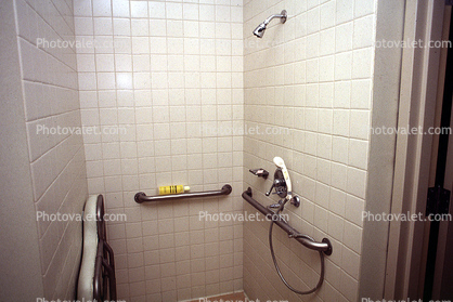 shower head, water, tile
