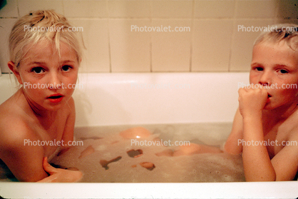 Tub, Bathtub, Boy, Girl, Bathwater