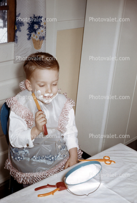 Boy Shaving, funny, cute, 1950s