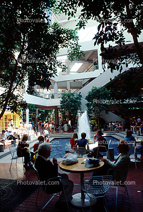 Food Court, Shopping Mall, Water Fountain, aquatics, Trees, Mall