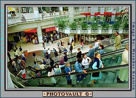 Eatons Escalator, Shopping Mall, stores, interior, inside, indoors, shoppers