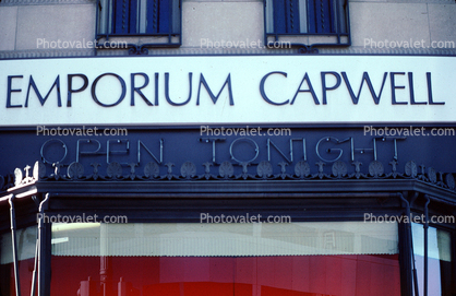 Emporium Capwell, building, store, Entrance, signage, 1980s