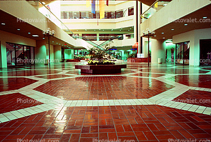 Mall Center, interior, inside, tile floor, escalator, 1980s