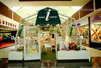 I Natural Cosmetics,, Shopping Mall, interior, inside, indoors, tile floor, 1980s