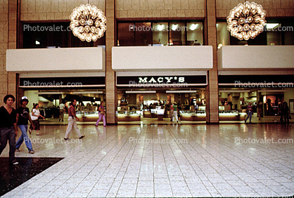 Shopping Mall, interior, inside, indoors, shoppers, Macy's, 1980s