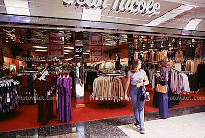 Women's Apparel, Nicole, clothing store, racks, 1980s