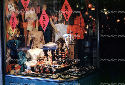 Window-display, clothes, sale, August 1960, 1960s