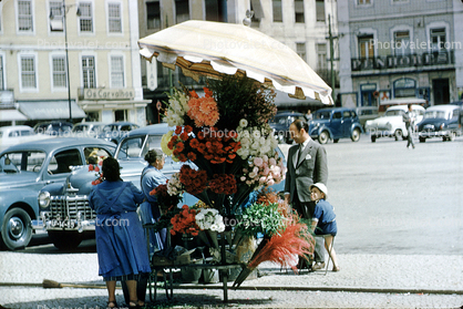 Flower Stand, vendor, Cars, 1950s