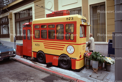Muni Trolley Bus Flower Vendor, Downtown San Francisco, June 1976