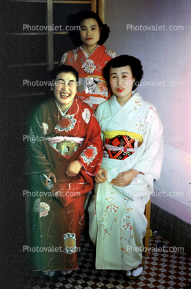 Geisha Girls, Kimono, Japanese Brothel, Sasebo Saga Japan, 1950s