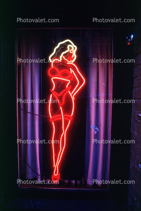 Neon Sign, Woman, Garters, Bra, Legs, Leggy