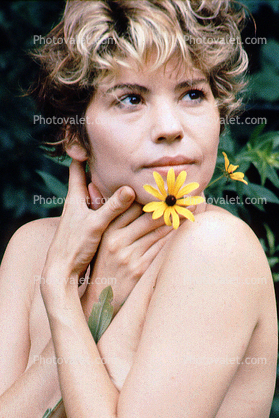 Woman, Daisy, Flower, 1960s, Naturist