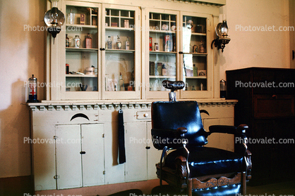 Barber shop, chair, cabinet