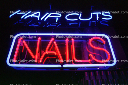 Hair Cuts, Nails, Neon Sign