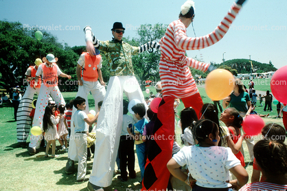 Girl, Balloons, Fun, Stilts, Festival On The Lake