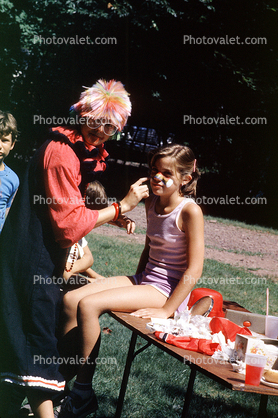 face painting, girl, clown, New Orleans, 1985