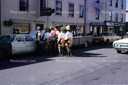 Pioneer Days, Fairbanks Alaska, cars, taxi, Nordale Hotel, August 1968, 1960s