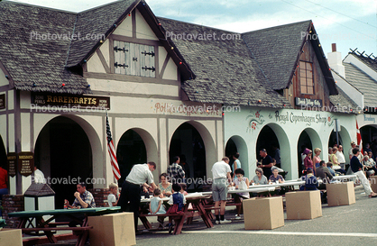 Sidewalk Eating Tables, Solvang, California, October 1966, 1960s