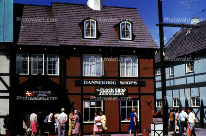 Dannebrog Shops, Clock Shop, Solvang, October 1966, 1960s