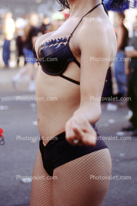 Fishnet Stockings, bra, bikini panties, Folsom Street Fair, 24 September 2000